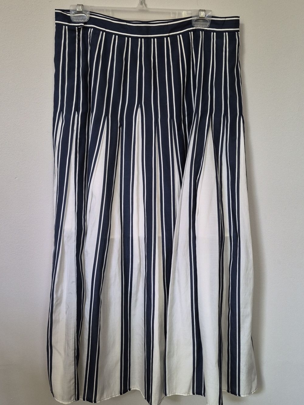 Pendleton Navy & White Stripe Silk Maxi Skirt Womens 12 Old Money Quiet Luxury